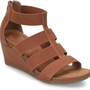 Euro Soft by Sofft Verona Brown Elastic Strappy Wedge Sandals Size 8